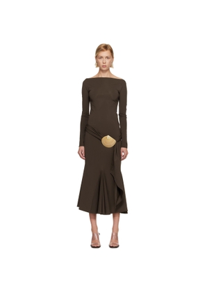 Conner Ives Brown Recycled Spandex Shell Belt Maxi Dress