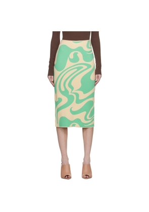 Sportmax Green & Beige Sax Midi Skirt