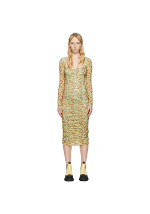 GANNI Green Floral Midi Dress