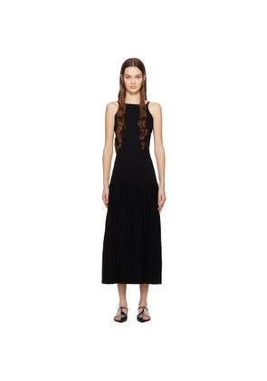 WYNN HAMLYN Black Accordion Slip Maxi Dress