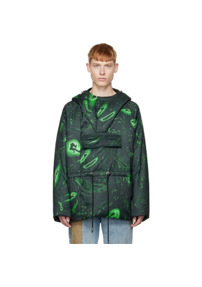 Feng Chen Wang Black Graphic Down Jacket