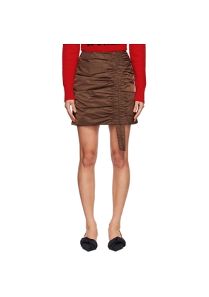 GANNI Brown Ruched Mini Skirt