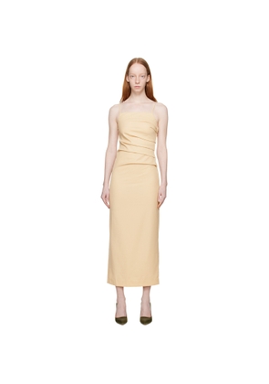 WYNN HAMLYN Beige Martha Midi Dress