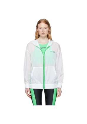 GANNI SSENSE Exclusive White Recycled Nylon Sport Hoodie