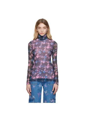 GANNI Black Printed Turtleneck