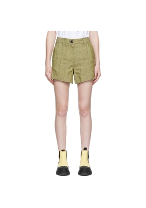GANNI Yellow Linen Shorts