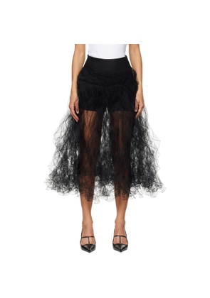Valentino Black Tulle Illusione Midi Skirt