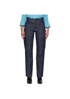 paria /FARZANEH Blue Contrast Stitch Jeans