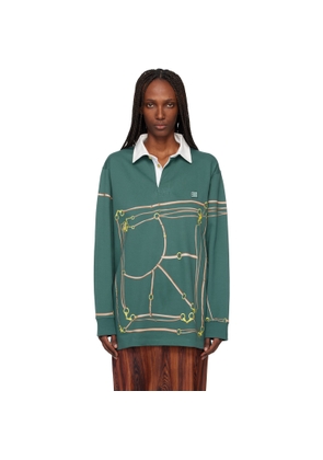Conner Ives Green Belt Printed Rugby Polo