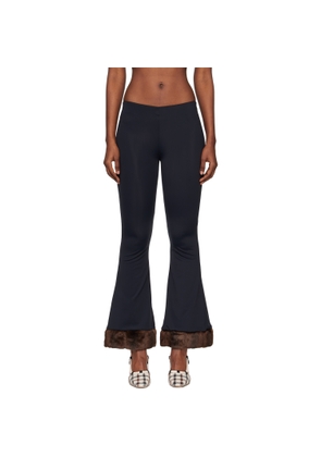 Conner Ives Black Faux Mink-Trimmed Lounge Pants