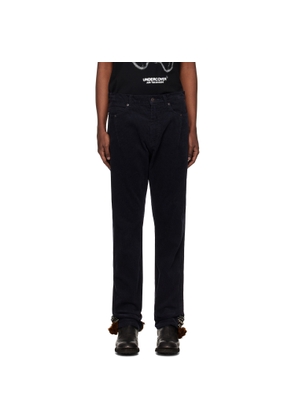 UNDERCOVER Navy Contrast Hem Trousers