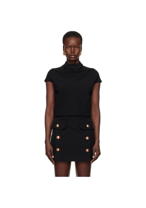 Versace Black Cady Draped-Neck Top