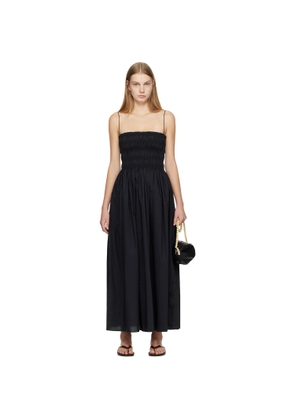 Matteau Black Shirred Bodice Midi Dress