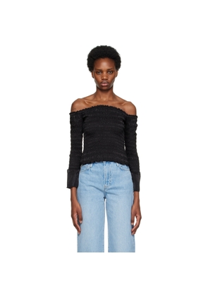 FRAME Black Off-The-Shoulder Blouse