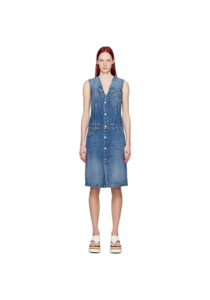 Stella McCartney Blue Paneled Denim Midi Dress