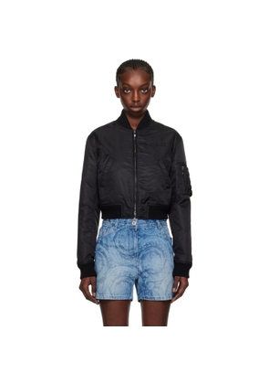 Versace Black Cropped Bomber Jacket