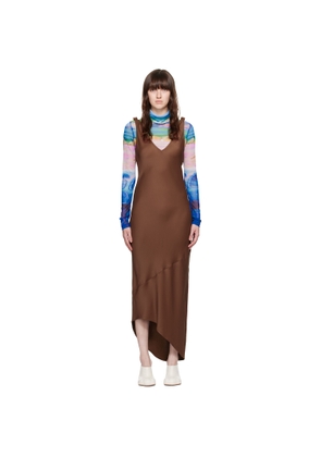 JW Anderson Brown V-Neck Midi Dress
