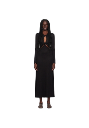 Christopher Esber Black Open Twist Anglaise Maxi Dress