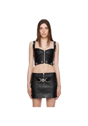 Versace Black Biker Leather Bra