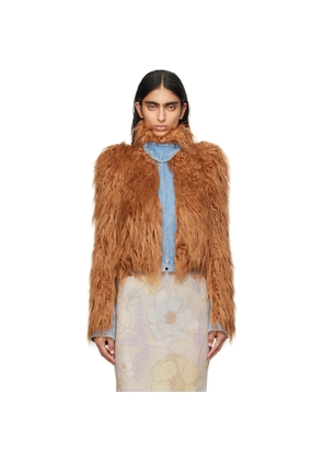 Dries Van Noten Tan Paneled Faux-Fur Jacket