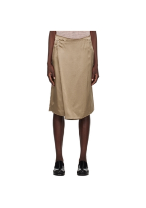 6397 Beige Wrap Midi Skirt