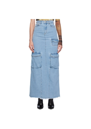 GCDS Blue Ultracargo Denim Maxi Skirt