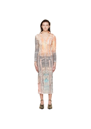 Luna Del Pinal Orange Polyester Midi Dress