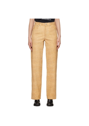 JW Anderson Beige Straight-Fit Leather Pants