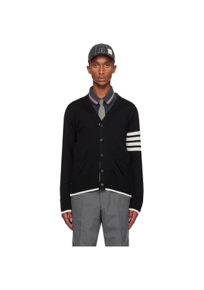 Thom Browne Black Fine Wool 4-Bar Relaxed Fit Cardigan