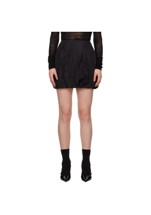 Juun.J Black Crinkled Drape Miniskirt
