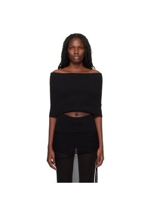 Christopher Esber Black Slashed Knit Shawl Top