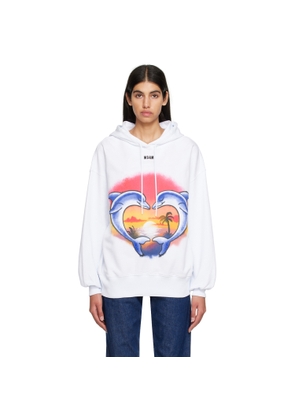 MSGM White Dolphin Hoodie