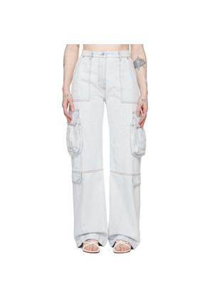 MSGM Blue Oversized Denim Cargo Pants