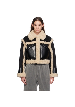 Stand Studio Black & Off-White Edith Faux-Shearling Jacket