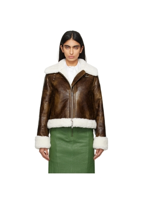 Stand Studio Brown & Off-White Lorelle Faux-Shearling Jacket