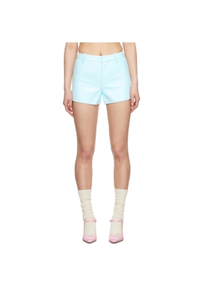 SHUSHU/TONG Blue Faux-Leather Shorts