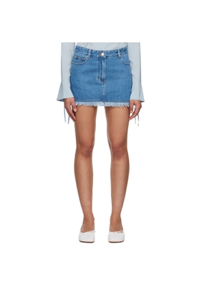 System Blue Frayed Denim Miniskirt
