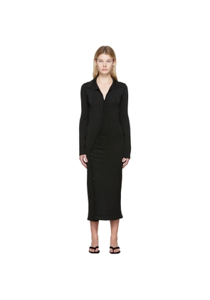 Olēnich Black Gathered Midi Dress