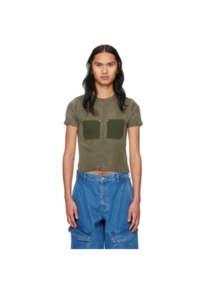 Dion Lee Khaki Sprayed Shrunken Rivet T-Shirt