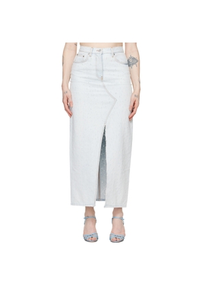 MSGM Blue Distressed Denim Maxi Skirt