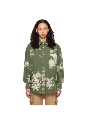 MSGM Green Bleach Denim Shirt