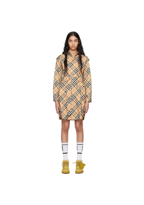 Burberry Beige Check Shirt Midi Dress