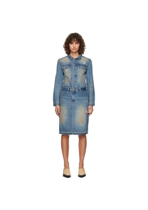 We11done Blue Washed Denim Midi Dress