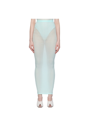 ALAÏA Blue Striped Tube Midi Skirt