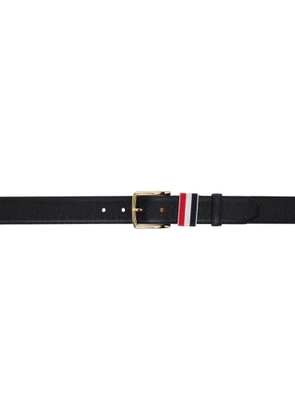 Thom Browne Black Calfskin Pebbled Leather Belt