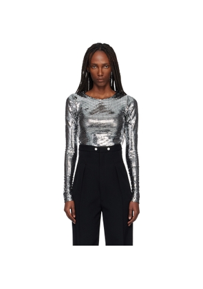 MM6 Maison Margiela Black Sequinned Long Sleeve T-shirt