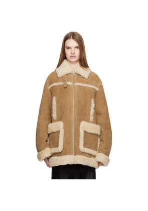 Maison Margiela Tan Caban Shearling Coat