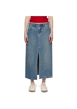 WYNN HAMLYN Indigo Washed Denim Maxi Skirt