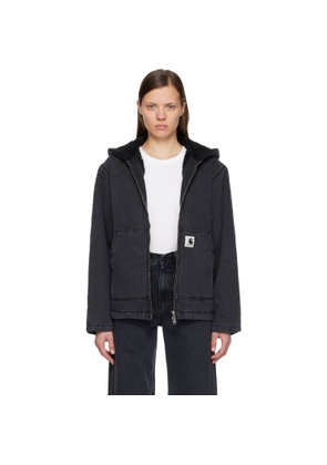 Carhartt Work In Progress Black Hooded Mitch Bomber Jacket