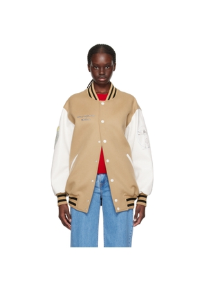 Stella McCartney Beige & White Vitruvian Bomber Jacket